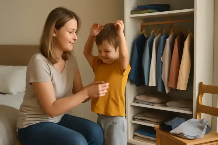 Vestirsi al mattino senza drammi: l’astuzia che velocizza la preparazione e insegna autonomia ai bambini