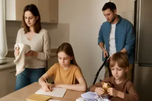 Suddividere i ruoli in famiglia: il principio poco noto che abbassa la fatica genitoriale e migliora l’umore