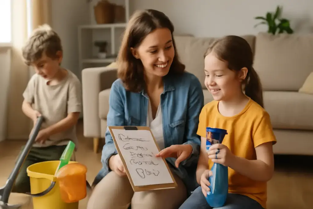 Pulizie di casa e bambini: la checklist condivisa che trasforma i doveri in gioco e collaborazione
